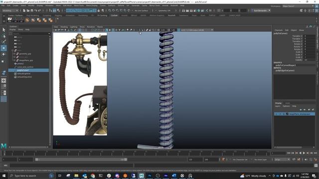 Maya Modeling Tutorial: How to Create a Realistic Spiral Cord with the Wire Deformer смотреть онлайн