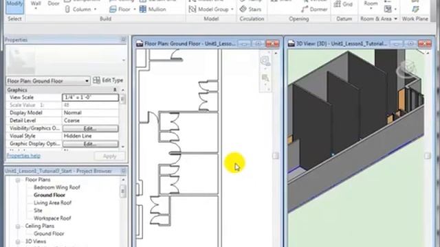 Revit Wall Door Window Roof and Floor Tutorial смотреть онлайн