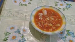 Суп с солеными огурцами и  свежей капустой