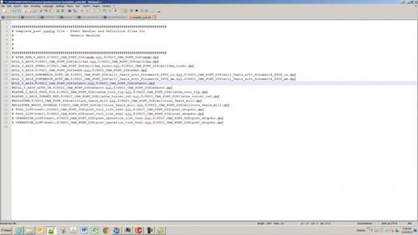 Siemens NX Post Template File Edit
