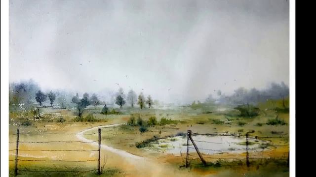 How to paint a simple landscape in water colour Step by step смотреть онлайн