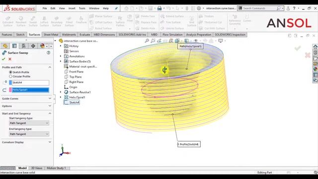 Solidworks advanced tutorials 129 | Surfacing | Intersection curve base modeling смотреть онлайн