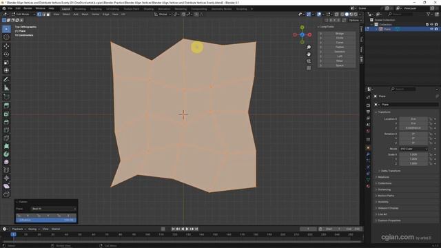 Blender flatten vertices to plane and distribute vertices evenly using Loop Tools смотреть онлайн