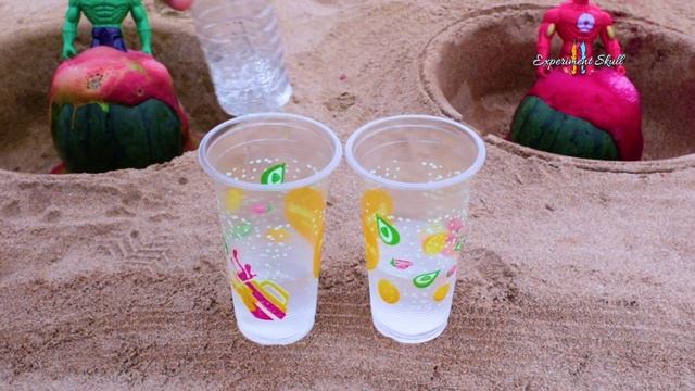 Hulk VS Iron Man toys in Watermelon VS Mentos and Coca Cola, Fanta, Pepsi, Sprite, Underground neck смотреть онлайн