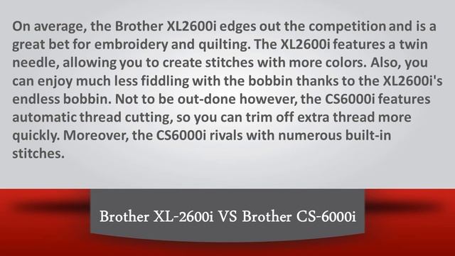 Brother XL2600i vs Brother CS6000i - Which One is the Best Sewing Machine for Beginners in 2014 смотреть онлайн