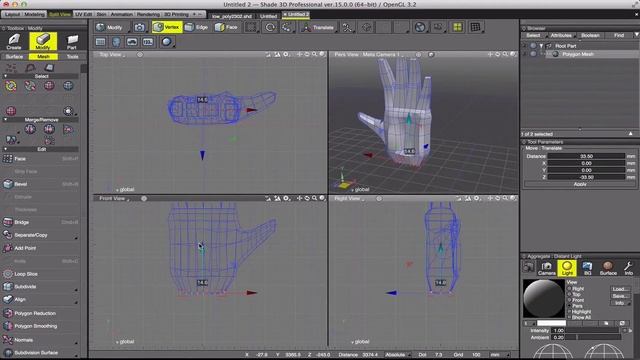 Shade 3D - Polygon Hand Modeling смотреть онлайн