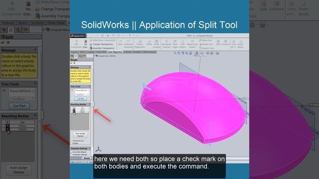 SolidWorks || Application of Split Tool смотреть онлайн