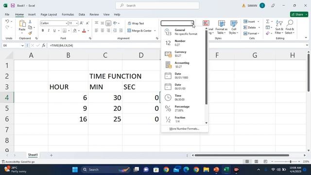 Microsoft Excel - TIME Function смотреть онлайн