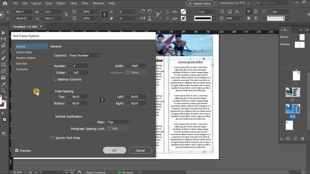 InDesign Text Frame Options смотреть онлайн
