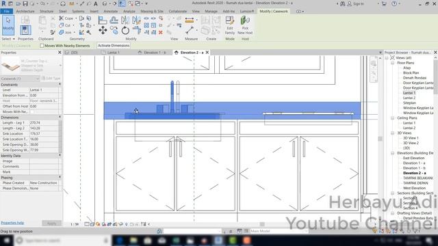 REVIT BIKIN RUMAH 41 – Kitchen set menggunakan Casework cabinets смотреть онлайн