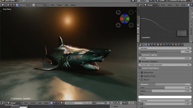 Great White Shark render test in EEVEE / first test with Blender 2.8 смотреть онлайн
