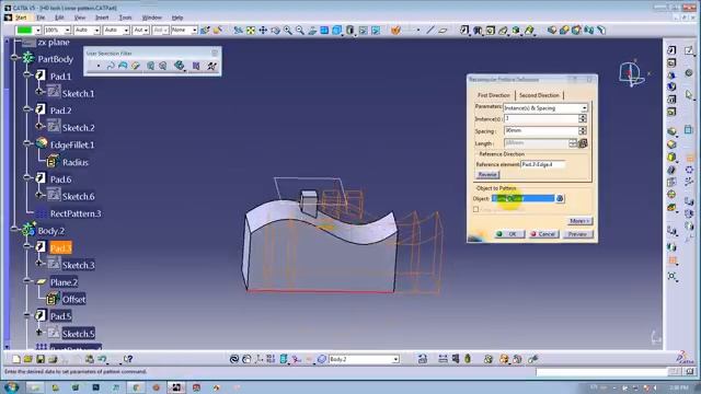 How to user rectangular pattern in Catia V5R20 смотреть онлайн