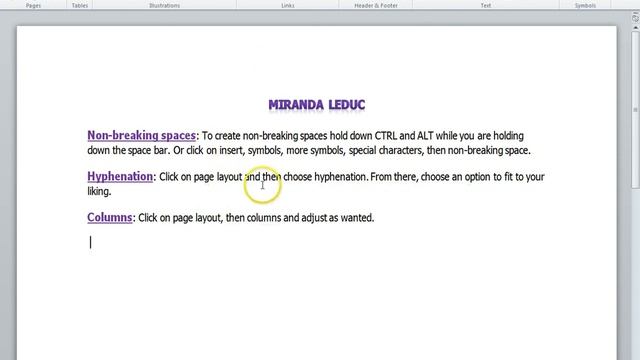 Word Non breaking spaces, Hyphenation, Columns Miranda LeDuc смотреть онлайн