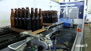 Групповая упаковка стеклянных бутылок в термоусадочную плёнку и лоток на DIMAC STAR ONE