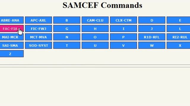 Commands menu for Samcef's manual смотреть онлайн