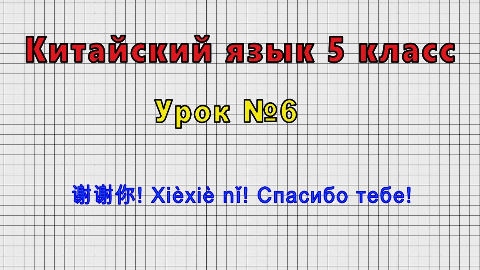 Китайский язык 5 класс (Урок№6 - 谢谢你! Xièxiè Nǐ! Спасибо тебе!)