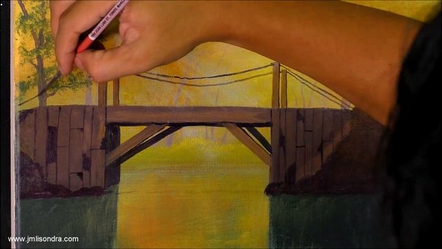 Acrylic Landscape Painting In Time-lapse / Wooden Bridge / JMLisondra