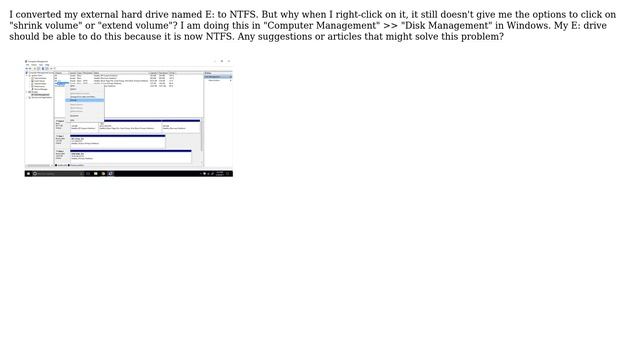 How come when I convert my external hard drive FAT32 to NTFS, it still has the "shrink volume"... смотреть онлайн