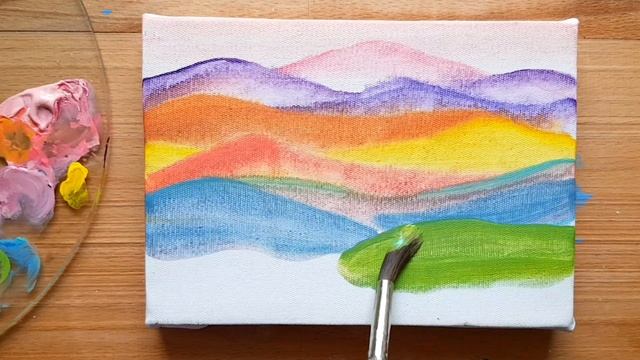 Easy Colorful Landscape Painting | Acrylic Painting For Beginners