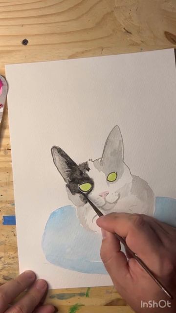 Speed painting a cute little loaf kitten! #watercolor #painting #cat #crafts #relaxing #art #craft смотреть онлайн
