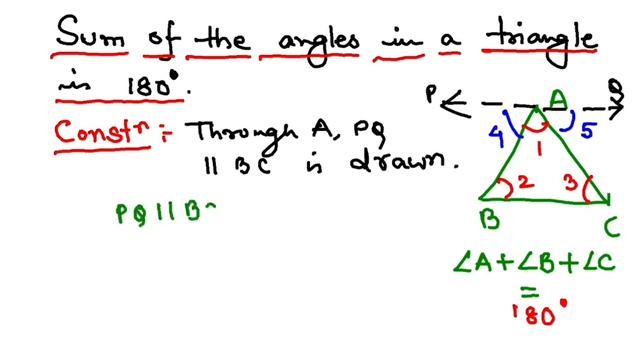 Sum of the angles in a triangle is 180 degree(proof) смотреть онлайн