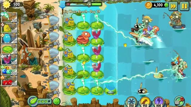 PvZ 2 Big Wave Beach (Пляж большой волны) день 29