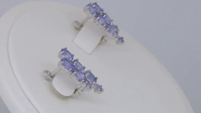 Sterling silver earrings with natural Tanzanite - Серебряные серьги с натуральным танзанитом смотреть онлайн