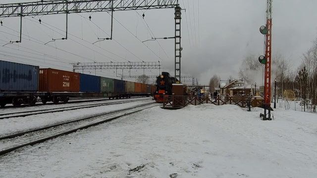 Паровоз Л-3111 прицепка к составу