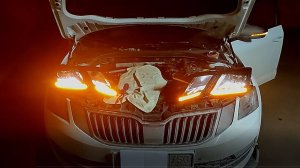 Замена галогеновых фар на лед Skoda Octavia A7