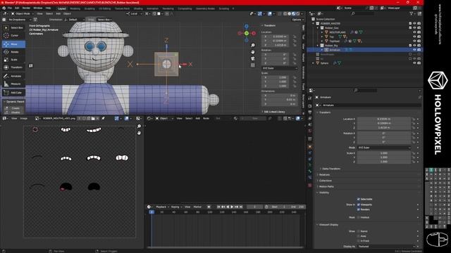 BLENDER Tutorial 2d mouth for a 3d character смотреть онлайн