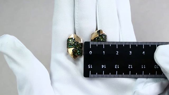 Золотые серьги Александра с фианитом и турмалином кл2439а-26ск смотреть онлайн