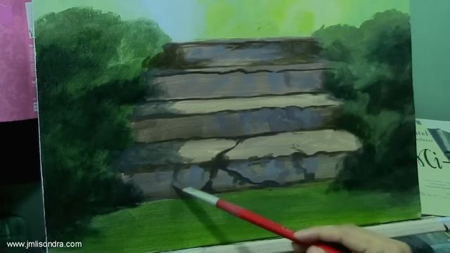 Acrylic Landscape Painting Lesson - Stairway To Flower Garden By JMLisondra