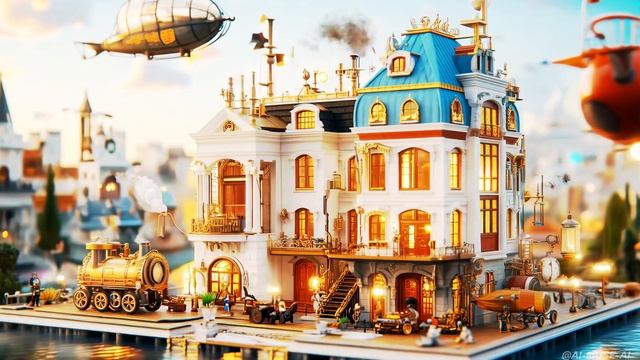 Steampunk Miniature Day Dream Miniature Diorama 4K RunwayML Gen-3 Alpha