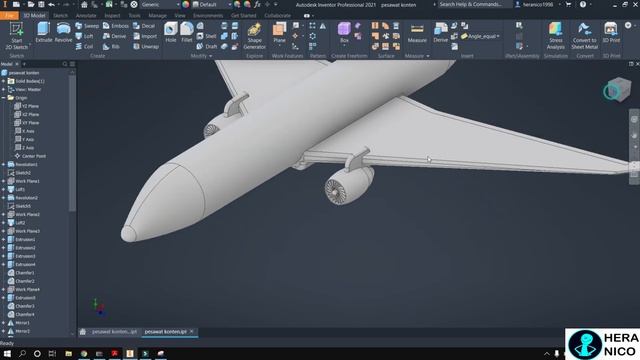 Autodesk Inventor Tutorial Aircraft Modeling part 2 смотреть онлайн