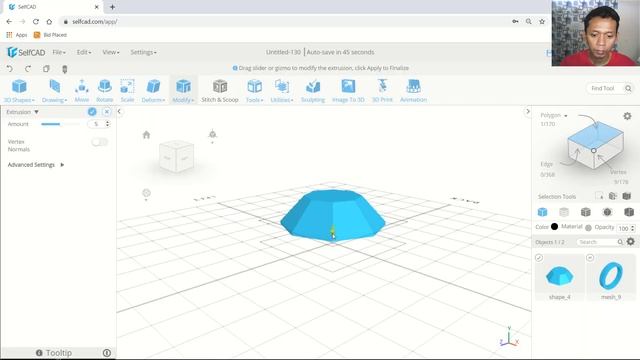 SelfCAD 3D Modeling Diamond Ring Tutorial For Beginner смотреть онлайн