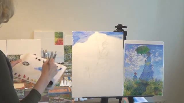 "Женщина с зонтиком" живопись маслом Небо смотреть онлайн