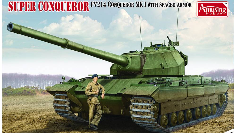 Распаковка Amusing Hobby 1/35 35A013 Super Conqueror FV214 Conqueror MK I With Spaced Armor