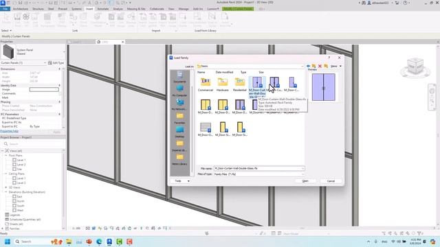 How to add door, window, wall panel, Solid, Empty to curtain wall in Revit 2024 смотреть онлайн