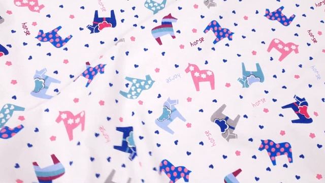 Ткань Фланель детская 90 см б/з Веселая лошадка рис 5587 вид 1 смотреть онлайн