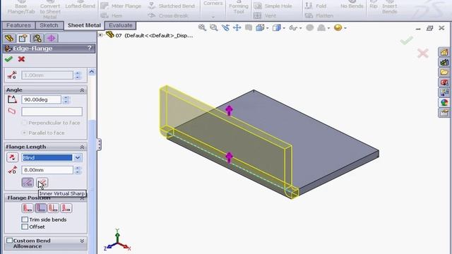 SOLIDWORKS Sheet Metal 07 ( Edge Flange ) Tutorial смотреть онлайн
