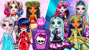 Ледибаг, Эльза, Моана стали куклами Монстер Хай (Monster High G3) - Бумажные Куклы и Сюрпризы