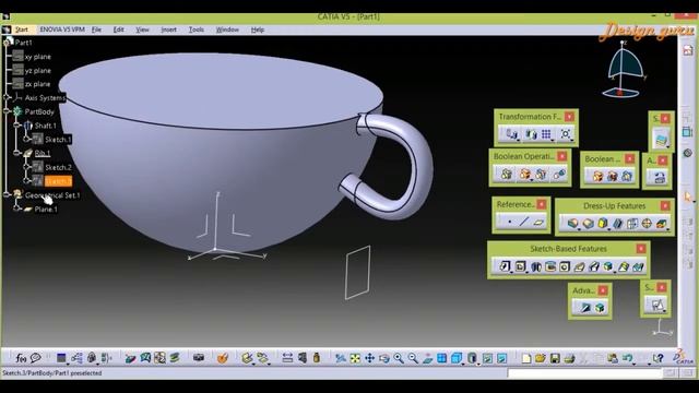RIB / SLOT(Merge ends) | Part Modeling Catia v5 | Beginner series #1 (EP. 4) | learn catia v5 onlin смотреть онлайн