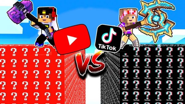 ЛАКИ БЛОК ЮТУБ ПРОТИВ ЛАКИ БЛОК ТИК ТОК в МАЙНКРАФТ НО НУБ И ПРО ВИДЕО ТРОЛЛИНГ MINECRAFT Евгенбро