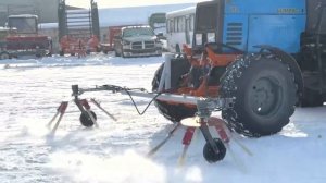 Выгребатель веток садовый на передней навеске в тандеме с измельчителем