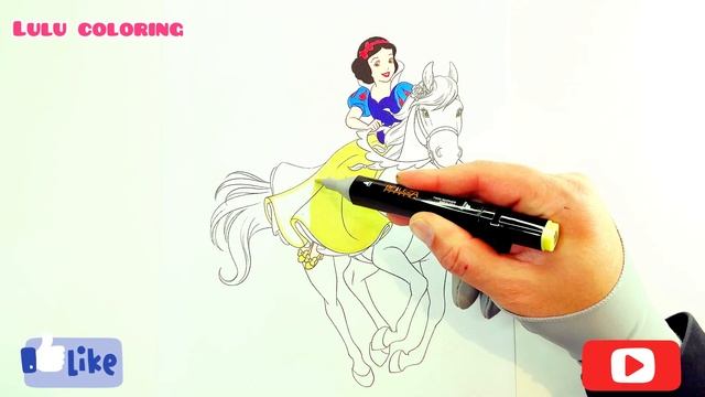 Princess Snow White / coloring page/ learn how to color. смотреть онлайн