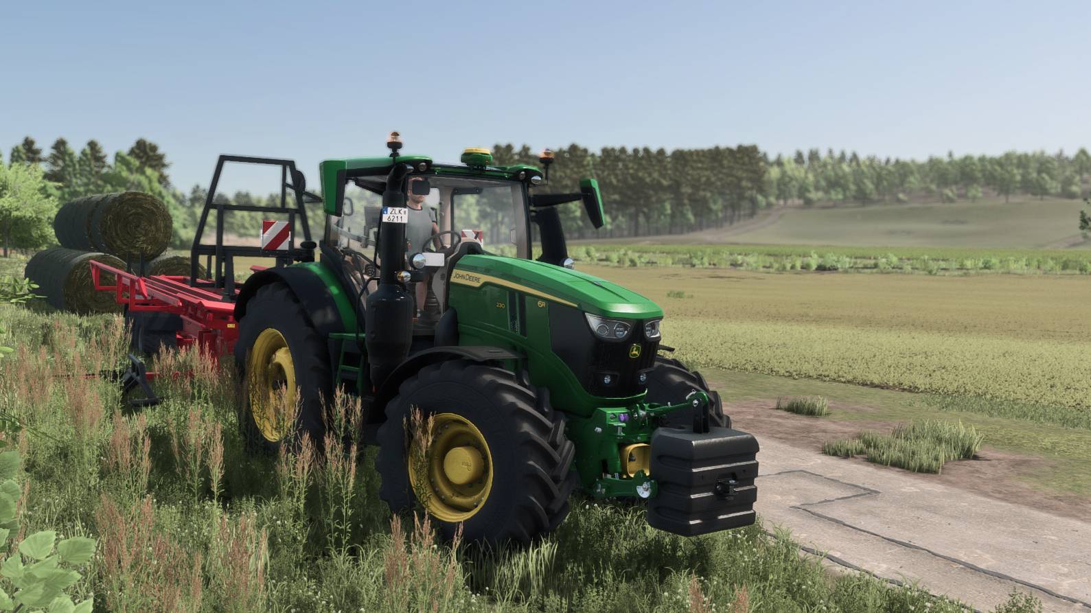 Farming Simulator 25 / Карта Zielonka / Перевозка круглых тюков травы John Deere 6R смотреть онлайн