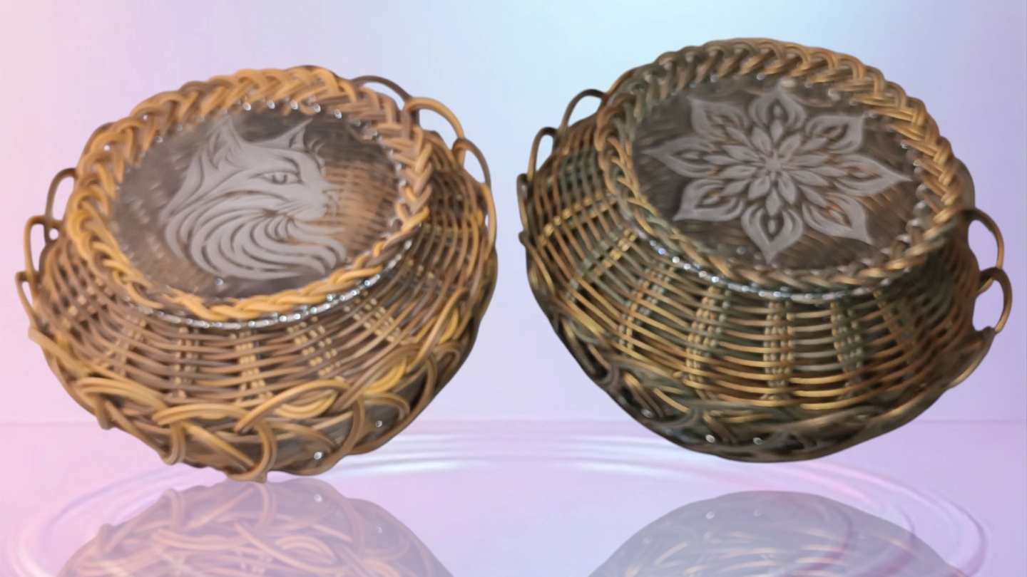 плетение из ротанга, мастер класс корзинки Амфора на акриловом донышке. смотреть онлайн