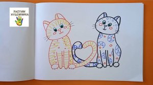 Как нарисовать котиков легко и красиво