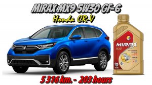 Mirax MX9 5w30 (отработка из Honda CR-V 1.5T - 5 316 км., 203 моточаса).