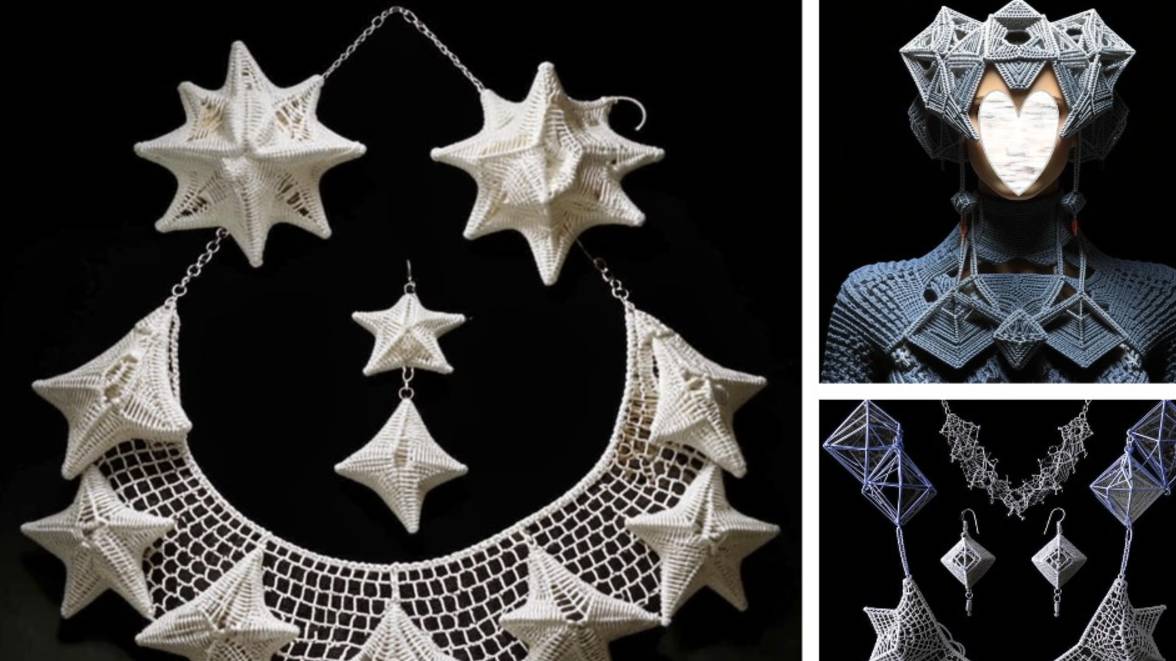 Вязаные украшения ГЕОМЕТРИЧЕСКОЙ формы от нейросети. ПОДБОРКА №1. смотреть онлайн